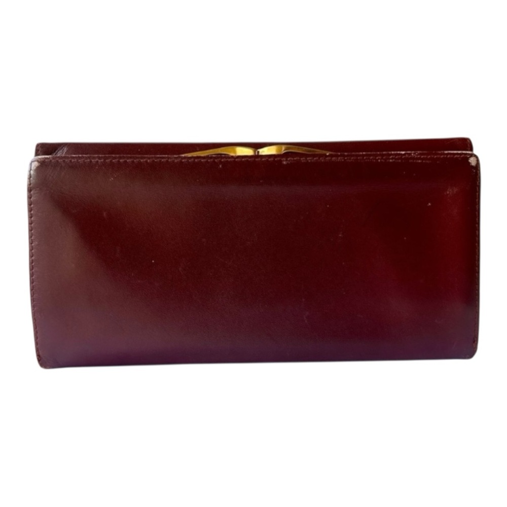 CARTIER- Must de Cartier. Vintage Burgundy Long Wallet w Cards